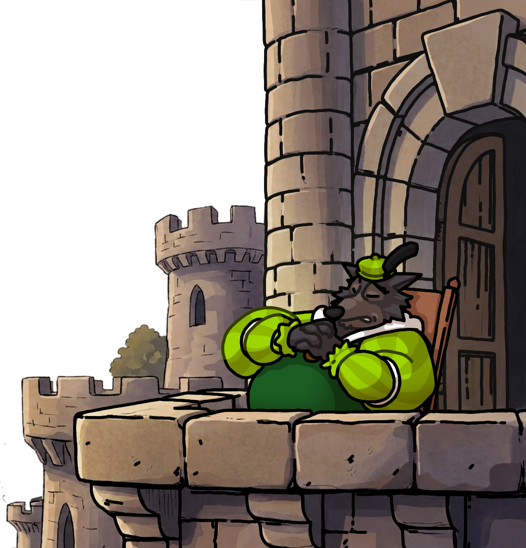 The Sheriff, napping on the castle wall